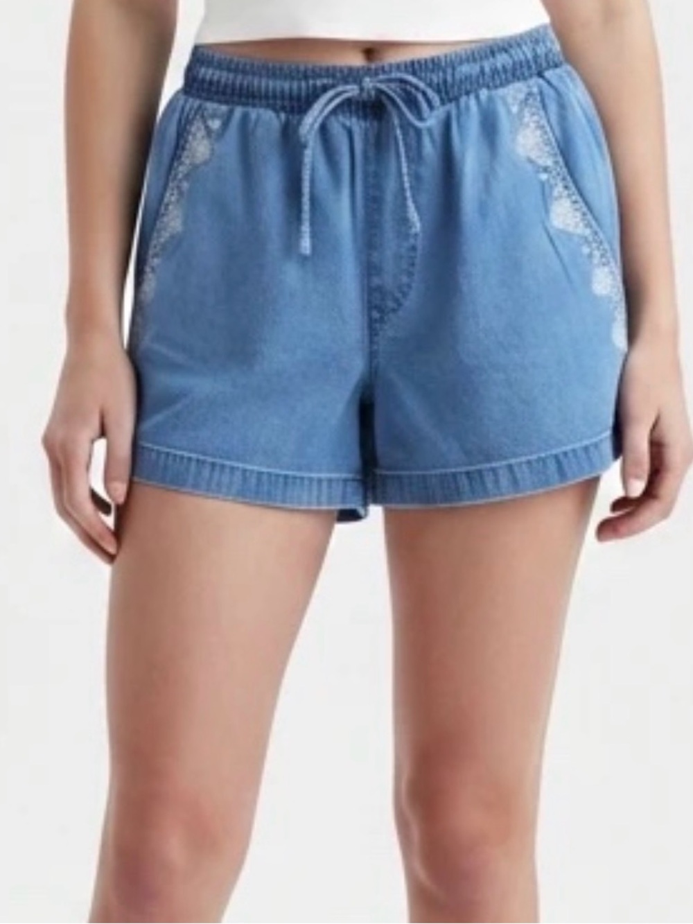 Mudpie Chambray Embroidered Shorts